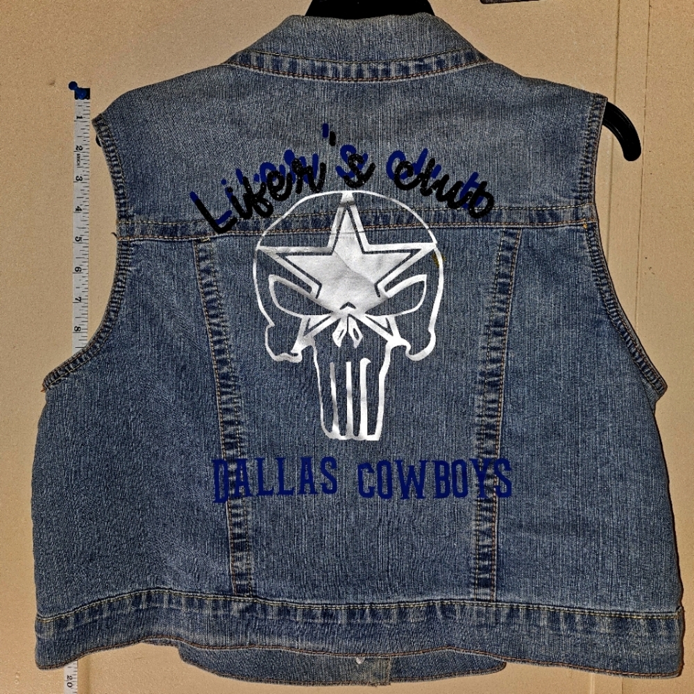 Blue Denim Custom Dallas Cowboys Vest in size 14/16